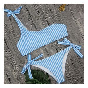 Shoulder striped bikini set sz M